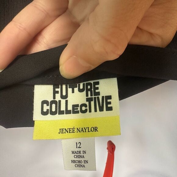 Future Collective Asymmetrical Black Ruffle Maxi Skirt Size 12 - Picture 10 of 12